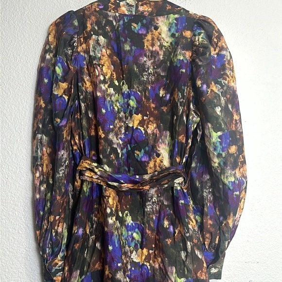 & Other Stories Watercolor Ruffle Midi Wrap Dress Womens Size 4 Boho - Picture 10 of 16